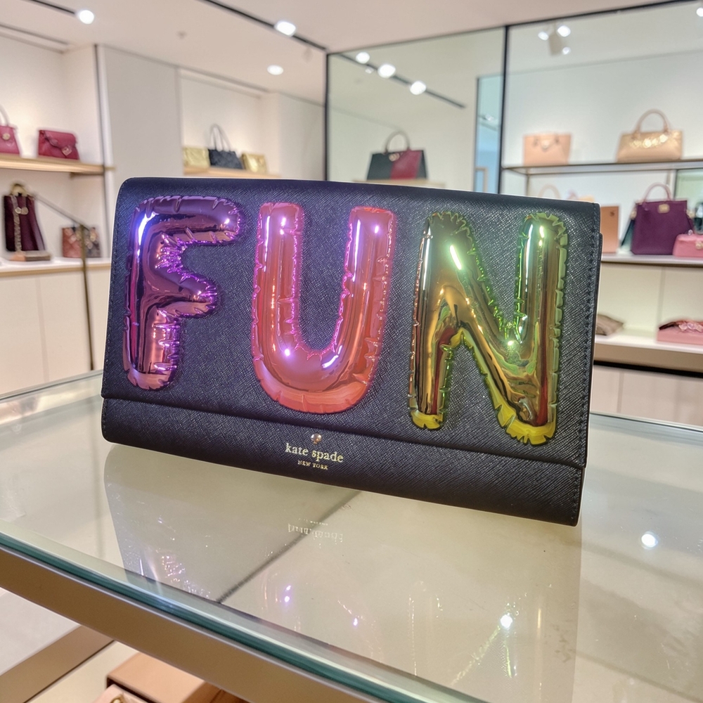 RARE Kate Spade New York “FUN” Balloon Clutch | Bow Clasp | Dust Bag Included